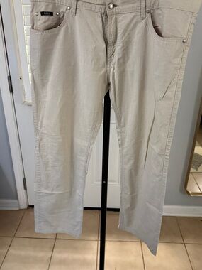 BOSS Light Beige Pinstripe Casual Pants